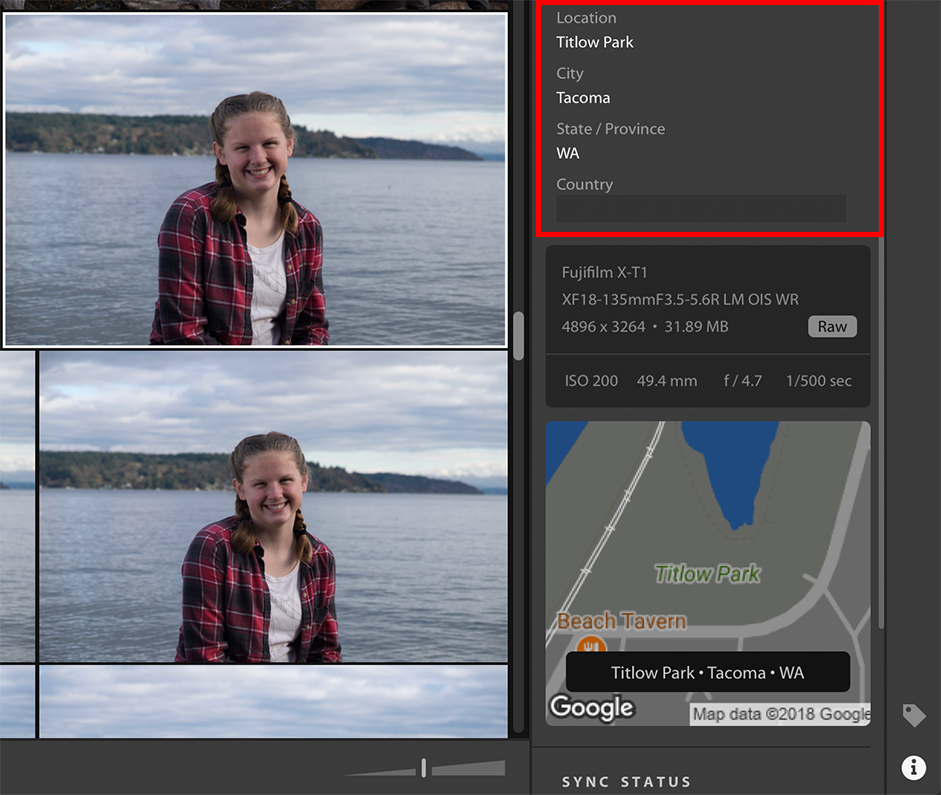 Figure 41: Lightroom CC can refine a location if it has the name of a geographic feature.