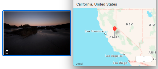 Figure 43: When copying location data from a tagged image, the specific coordinates are not included when pasted to an image.