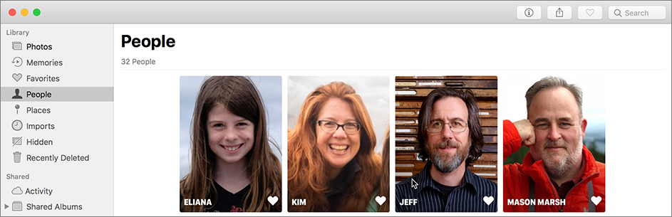 Figure 52: People in Photos for Mac appear in a special album.