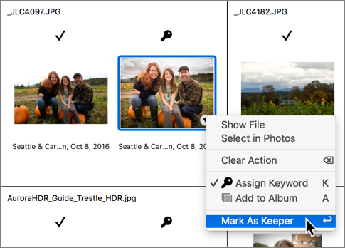 Figure 73: Mark which version to keep in PowerPhotos.