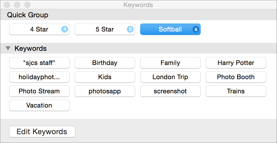Figure 34: Get an overview of all your keywords with the Keyword Manager.