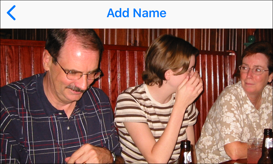 Figure 40: Tap the Add Name text to assign a name to the face in iOS.