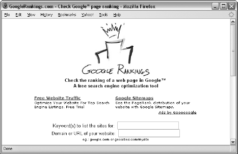 A search-ranking service, GoogleRankings.com