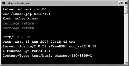 Viewing a web page with Telnet