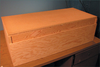 An example of a wooden tabletop set, seen here from the back. (Built by John Worth.)