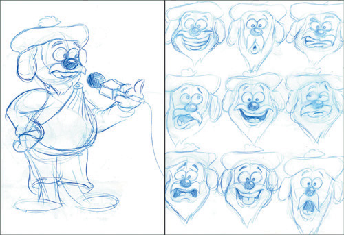 Early sketches of Hamish as a dog, exploring his facial expressions.