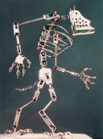 A complex ball-and-socket armature for a fantasy creature in Ray Harryhausen-esque tradition. (Copyright Stop Motion Works.)