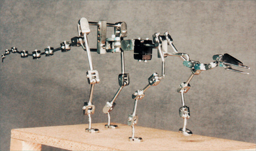 Four-legged ball-and-socket armature for a Stegosaurus. (Copyright Stop Motion Works.)