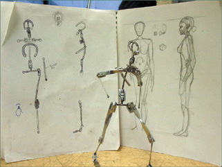 Full body armature and plans by Tom Perzanowski. (Courtesy of Larry Larson at Center for Creative Studies.)
