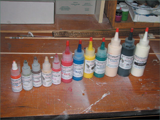 Special paints suited for painting foam latex puppets. (Courtesy of the Clayman’s 3D Cartoon Communications.)
