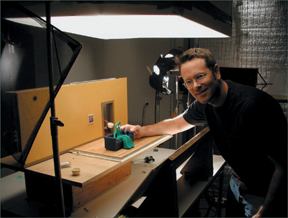 Anthony Scott on set for an ABC spot in 2001, the first time animating Gumby since 1988. (Courtesy of Premavision/Clokey Productions.)