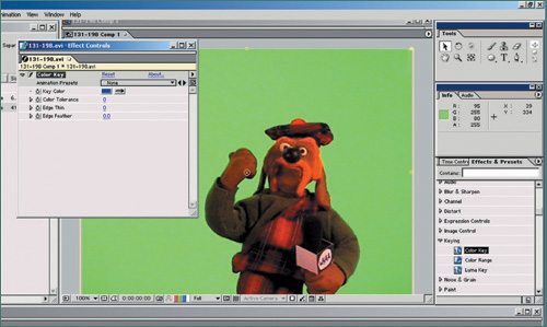 Select the green-screen color with the Eyedropper tool.