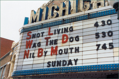 The marquee at the Michigan Theater for my film’s premiere.