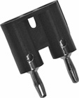 A dual banana plug is compatible with the binding-post connectors found on many power amplifiers and speaker cabinets.