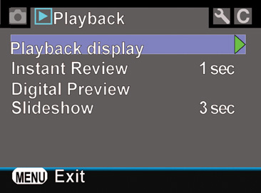 The Playback menu has four entries.