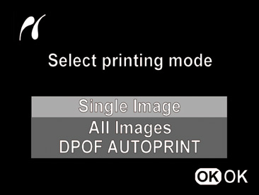 Print single images, all images, or use the DPOF Autoprint option.
