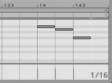 The resolution of the MIDI Editor grid is always displayed in the lower-right corner of the MIDI Editor.