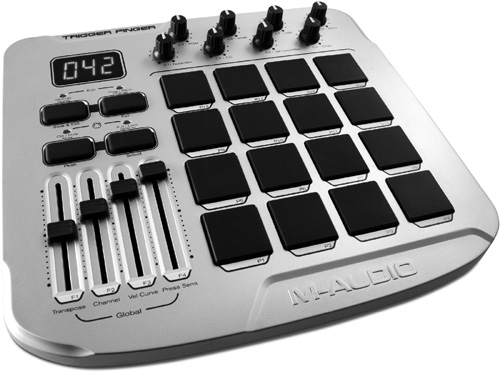 The Trigger Finger is one example of a drum pad–style MIDI controller.