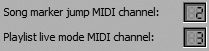 Setting the Playlist Live mode MIDI channel.
