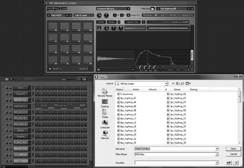 Inserting a MIDI pattern into the Piano roll using the FPC presets.