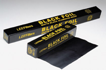 LEE is one manufacturer of black foil. The foil comes in two widths, 12-inch and 24-inch, sold in rolls. Copyright © LEE Filters USA