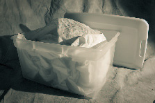 Containers like this can be purchased at discount retailers and big-box hardware stores, and can hold a 10-foot-by-20-foot bundle of muslin. Copyright © Steve Weinrebe