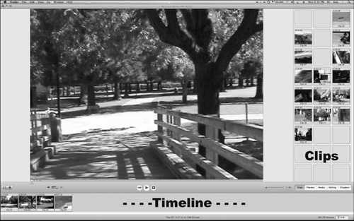 Earlier versions of iMovie (in this case, iMovie HD), may not have the feature set of Final Cut, but at least it has a timeline, a feature that is essential.