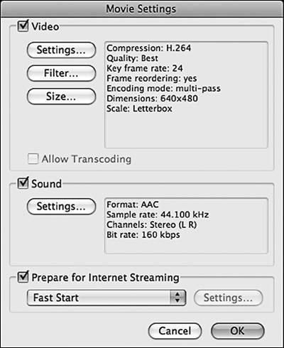 QuickTime lets you specify Fast Start for Internet streaming.