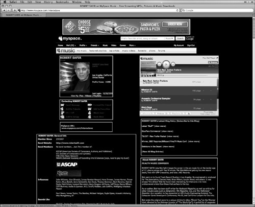 MySpace homepage.