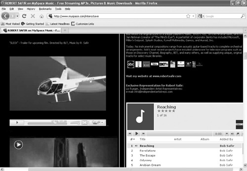 Make sure your own video is easily accessible on your main MySpace page, as illustrated here on my MySpace page.