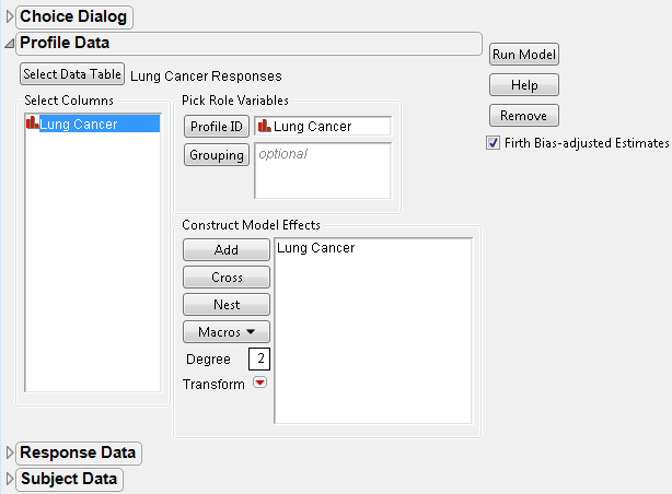 Profile Data for Lung Cancer Example