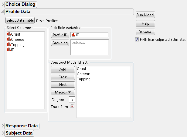 Profile Data Dialog