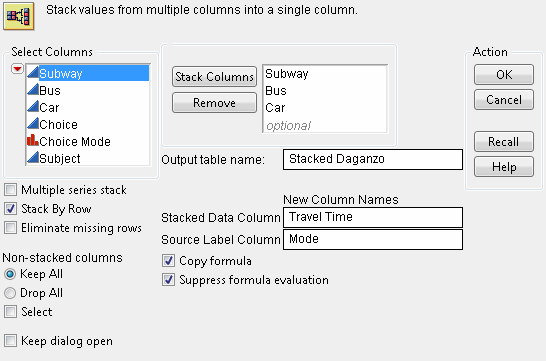 Stack Operation for Daganzo Data