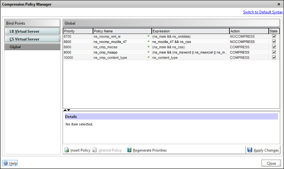 Implementing compression policies