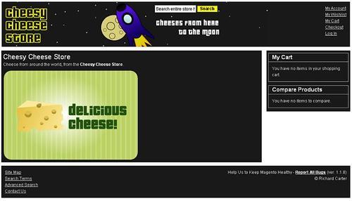 Adding content with Magento's CMSBlank Theme, Cheesy Cheese Storeappearance