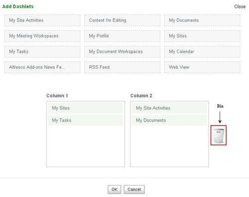 Configure dashlets and display order