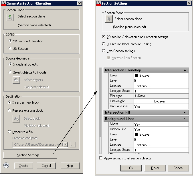 Generating 2D/3D section