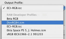 RAW Developer includes a range of standard profiles and can convert data to all color spaces installed on its host system.