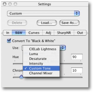 RAW Developer includes six different black-and-white conversion variations.