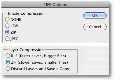 You can select separate compression methods for an image and its layers.