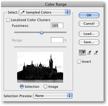 Selecting using Color Range makes selecting just the sky easier.