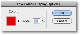 The dialog for choosing the color and opacity of your mask overlay