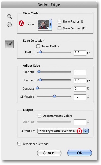 The enhanced Photoshop CS5 Refine Edge dialog