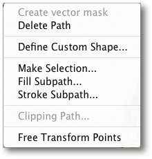 Context menu for paths