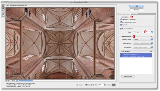 If you haven’t yet cropped your image and you have a profile that matches your specific camera/lens combination, Photoshop CS5 can automatically correct geometric distortion, chromatic aberration, and vignetting.