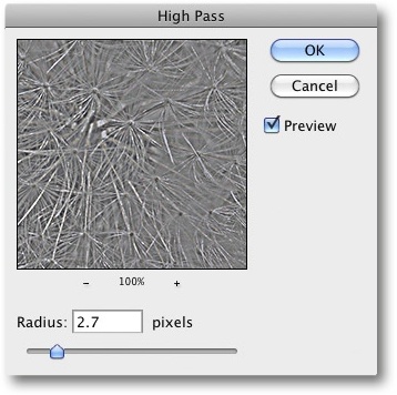 The High Pass filter produces an edge relief image.