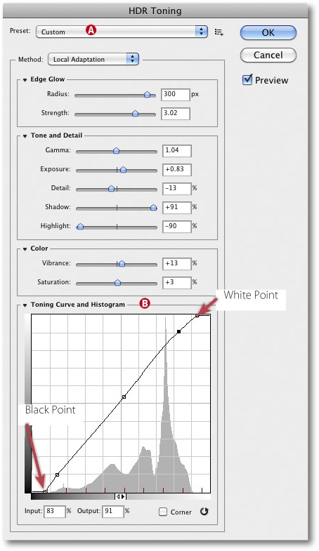 The CS5 version of the Local Adaptation method offers a full set of controls.