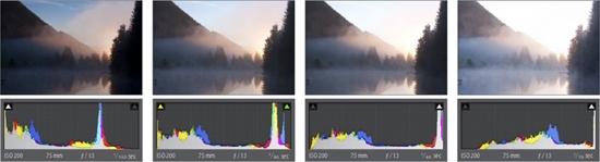 Our four 16-bit TIFF source images. The aperture was constant and the shutter speed was varied from shot to shot.