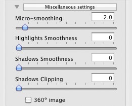 Miscellaneous settings panel