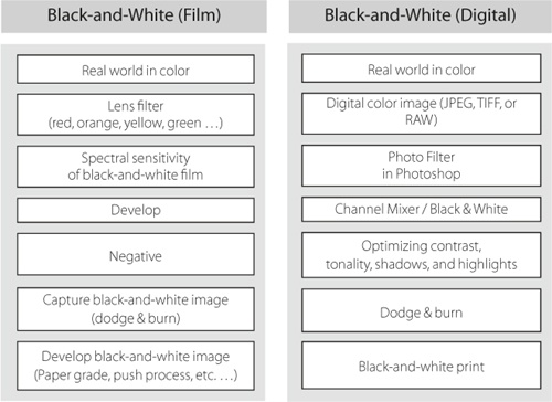 Comparing analog and Photoshop-based digital monochrome techniques